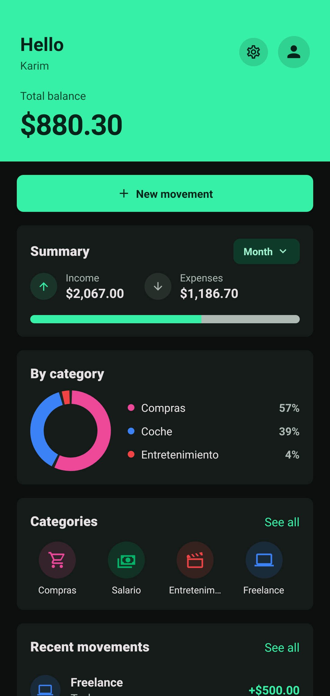 Moneta app screenshot